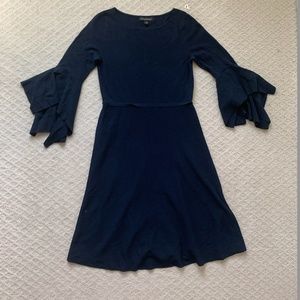 Banana Republic Navy Blue Handkerchief Sleeve Rib Knit Midi Dress Size XS